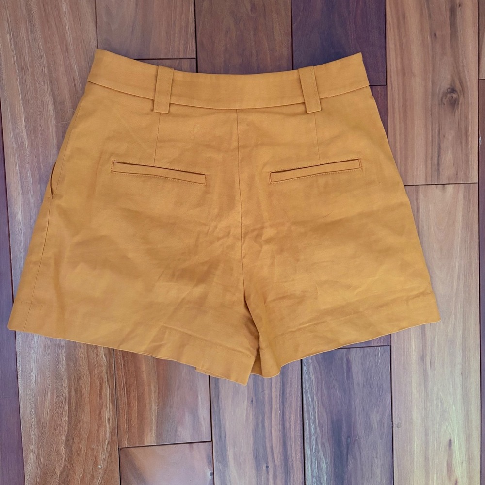 A.L.C. Charles Linen Blend Pleated High Rise Shorts Copper Size 6 - Picture 6 of 6